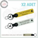 MiaWiki Kişiye Özel Plaka ve İsim Yazılı Deri Anahtarlık, Standart, MH-KAN-MT-12113x2, Sarı-Beyaz-sütlü kahve, üniseks-yetişkin