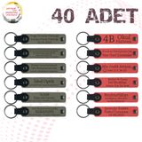 MiaWiki Kişiye Özel Yazılı Anahtarlık 40'lı Set, 40'lı Set, MH-KAN9087X40, Kül Gri & Nar Çiçeği, üniseks-yetişkin