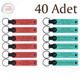 MiaWiki Kişiye Özel Yazılı Anahtarlık 40'lı Set, 40'lı Set, MH-KAN9123X40, Nar Çiçeği & Turkuaz, üniseks-yetişkin