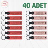 MiaWiki Kişiye Özel Yazılı Anahtarlık 40'lı Set, 40'lı Set, MH-KAN9124X40, Nar Çiçeği & Yavru Ağzı, üniseks-yetişkin