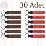 MiaWiki Kişiye Özel Yazılı Deri Anahtarlık 30'lu Set, Standart, MH-KAN9018X30, Açık Kahve & Nar Çiçeği, üniseks-yetişkin