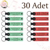 MiaWiki Kişiye Özel Yazılı Deri Anahtarlık 30'lu Set, Standart, MH-KAN9032X30, Açık Yeşil & Nar Çiçeği, üniseks-yetişkin