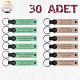 MiaWiki Kişiye Özel Yazılı Deri Anahtarlık 30'lu Set, Standart, MH-KAN9034X30, Açık Yeşil & Pudra, üniseks-yetişkin