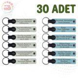 MiaWiki Kişiye Özel Yazılı Deri Anahtarlık 30'lu Set, Standart, MH-KAN9040X30, Beyaz & Gök Mavi, üniseks-yetişkin