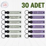 MiaWiki Kişiye Özel Yazılı Deri Anahtarlık 30'lu Set, Standart, MH-KAN9044X30, Beyaz & Mor Menekşe, üniseks-yetişkin