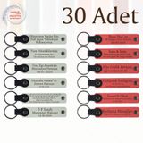 MiaWiki Kişiye Özel Yazılı Deri Anahtarlık 30'lu Set, Standart, MH-KAN9045X30, Beyaz & Nar Çiçeği, üniseks-yetişkin