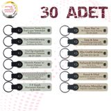 MiaWiki Kişiye Özel Yazılı Deri Anahtarlık 30'lu Set, Standart, MH-KAN9049X30, Beyaz & Sütlü Kahve, üniseks-yetişkin