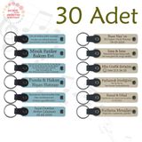 MiaWiki Kişiye Özel Yazılı Deri Anahtarlık 30'lu Set, Standart, MH-KAN9072X30, Gök Mavi & Sütlü Kahve, üniseks-yetişkin