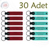 MiaWiki Kişiye Özel Yazılı Deri Anahtarlık 30'lu Set, Standart, MH-KAN9110X30, Kırmızı & Turkuaz, üniseks-yetişkin