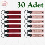 MiaWiki Kişiye Özel Yazılı Deri Anahtarlık 30'lu Set, Standart, MH-KAN9111X30, Kırmızı & Yavru Ağzı, üniseks-yetişkin