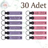 MiaWiki Kişiye Özel Yazılı Deri Anahtarlık 30'lu Set, Standart, MH-KAN9113X30, Mor Menekşe & Pembe, üniseks-yetişkin