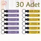 MiaWiki Kişiye Özel Yazılı Deri Anahtarlık 30'lu Set, Standart, MH-KAN9115X30, Mor Menekşe & Sarı, üniseks-yetişkin