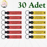 MiaWiki Kişiye Özel Yazılı Deri Anahtarlık 30'lu Set, Standart, MH-KAN9121X30, Nar Çiçeği & Sarı, üniseks-yetişkin