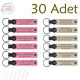MiaWiki Kişiye Özel Yazılı Deri Anahtarlık 30'lu Set, Standart, MH-KAN9127X30, Pembe & Sütlü Kahve, üniseks-yetişkin
