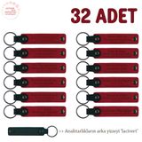 MiaWiki Kişiye Özel Yazılı Deri Anahtarlık 32'li Set, Standart, MH-KAN8560X32, Kırmızı & Lacivert, üniseks-yetişkin