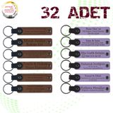MiaWiki Kişiye Özel Yazılı Deri Anahtarlık 32'li Set, Standart, MH-KAN9017X32, Açık Kahve & Mor Menekşe, üniseks-yetişkin