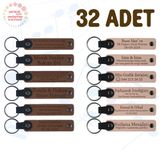 MiaWiki Kişiye Özel Yazılı Deri Anahtarlık 32'li Set, Standart, MH-KAN9020X32, Açık Kahve & Pudra, üniseks-yetişkin