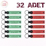 MiaWiki Kişiye Özel Yazılı Deri Anahtarlık 32'li Set, Standart, MH-KAN9032X32, Açık Yeşil & Nar Çiçeği, üniseks-yetişkin