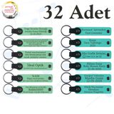 MiaWiki Kişiye Özel Yazılı Deri Anahtarlık 32'li Set, Standart, MH-KAN9037X32, Açık Yeşil & Turkuaz, üniseks-yetişkin