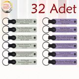 MiaWiki Kişiye Özel Yazılı Deri Anahtarlık 32'li Set, Standart, MH-KAN9044X32, Beyaz & Mor Menekşe, üniseks-yetişkin