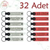 MiaWiki Kişiye Özel Yazılı Deri Anahtarlık 32'li Set, Standart, MH-KAN9045X32, Beyaz & Nar Çiçeği, üniseks-yetişkin