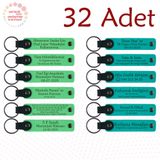 MiaWiki Kişiye Özel Yazılı Deri Anahtarlık 32'li Set, Standart, MH-KAN9053X32, Fıstık Yeşili & Koyu Turkuaz, üniseks-yetişkin