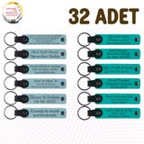 MiaWiki Kişiye Özel Yazılı Deri Anahtarlık 32'li Set, Standart, MH-KAN9064X32, Gök Mavi & Koyu Turkuaz, üniseks-yetişkin