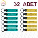 MiaWiki Kişiye Özel Yazılı Deri Anahtarlık 32'li Set, Standart, MH-KAN9081X32, Koyu Turkuaz & Sarı, üniseks-yetişkin
