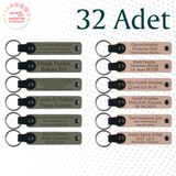 MiaWiki Kişiye Özel Yazılı Deri Anahtarlık 32'li Set, Standart, MH-KAN9089X32, Kül Gri & Pudra, üniseks-yetişkin