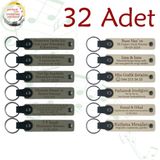 MiaWiki Kişiye Özel Yazılı Deri Anahtarlık 32'li Set, Standart, MH-KAN9091X32, Kül Gri & Sütlü Kahve, üniseks-yetişkin