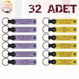 MiaWiki Kişiye Özel Yazılı Deri Anahtarlık 32'li Set, Standart, MH-KAN9115X32, Mor Menekşe & Sarı, üniseks-yetişkin