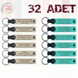 MiaWiki Kişiye Özel Yazılı Deri Anahtarlık 32'li Set, Standart, MH-KAN9137X32, Sütlü Kahve & Turkuaz, üniseks-yetişkin