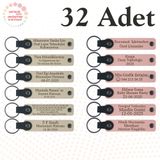 MiaWiki Kişiye Özel Yazılı Deri Anahtarlık 32'li Set, Standart, MH-KAN9138X32, Sütlü Kahve & Yavru Ağzı, üniseks-yetişkin
