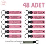 MiaWiki Kişiye Özel Yazılı Deri Anahtarlık 48'li Set, Standart, MH-KAN8577X48, Pembe & Gri, üniseks-yetişkin