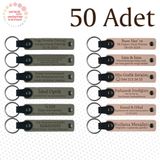 MiaWiki Kişiye Özel Yazılı Deri Anahtarlık 50'li Set, 50'li Set, MH-KAN9089X50, Kül Gri & Pudra, üniseks-yetişkin