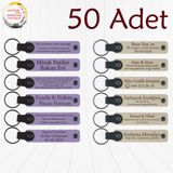 MiaWiki Kişiye Özel Yazılı Deri Anahtarlık 50'li Set, 50'li Set, MH-KAN9116X50, Mor Menekşe & Sütlü Kahve, üniseks-yetişkin
