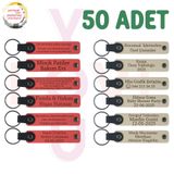 MiaWiki Kişiye Özel Yazılı Deri Anahtarlık 50'li Set, 50'li Set, MH-KAN9122X50, Nar Çiçeği & Sütlü Kahve, üniseks-yetişkin