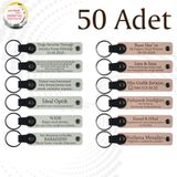 MiaWiki Kişiye Özel Yazılı Deri Anahtarlık 50'li Set, Küçük Boy, MH-KAN9047X50, Beyaz & Pudra, üniseks-yetişkin