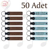 MiaWiki Kişiye Özel Yazılı Deri Anahtarlık 50'li Set, Standart, MH-KAN9013X50, Açık Kahve & Gök Mavi, üniseks-yetişkin