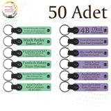 MiaWiki Kişiye Özel Yazılı Deri Anahtarlık 50'li Set, Standart, MH-KAN9031X50, Açık Yeşil & Mor Menekşe, üniseks-yetişkin