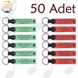 MiaWiki Kişiye Özel Yazılı Deri Anahtarlık 50'li Set, Standart, MH-KAN9032X50, Açık Yeşil & Nar Çiçeği, üniseks-yetişkin