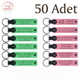 MiaWiki Kişiye Özel Yazılı Deri Anahtarlık 50'li Set, Standart, MH-KAN9058X50, Fıstık Yeşili & Pembe, üniseks-yetişkin