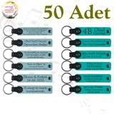 MiaWiki Kişiye Özel Yazılı Deri Anahtarlık 50'li Set, Standart, MH-KAN9064X50, Gök Mavi & Koyu Turkuaz, üniseks-yetişkin