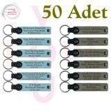 MiaWiki Kişiye Özel Yazılı Deri Anahtarlık 50'li Set, Standart, MH-KAN9065X50, Gök Mavi & Kül Gri, üniseks-yetişkin