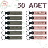 MiaWiki Kişiye Özel Yazılı Deri Anahtarlık 50'li Set, Standart, MH-KAN9093X50, Kül Gri & Yavru Ağzı, üniseks-yetişkin