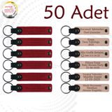 MiaWiki Kişiye Özel Yazılı Deri Anahtarlık 50'li Set, Standart, MH-KAN9097X50, Kırmızı & Pudra, üniseks-yetişkin