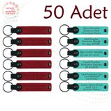MiaWiki Kişiye Özel Yazılı Deri Anahtarlık 50'li Set, Tek Ebat, MH-KAN9110X50, Kırmızı & Turkuaz, üniseks-yetişkin