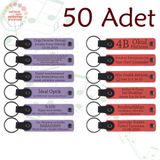 MiaWiki Kişiye Özel Yazılı Deri Anahtarlık 50'li Set, Tek Ebat, MH-KAN9112X50, Mor Menekşe & Nar Çiçeği, üniseks-yetişkin