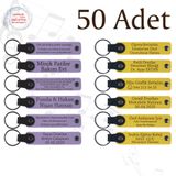 MiaWiki Kişiye Özel Yazılı Deri Anahtarlık 50'li Set, Tek Ebat, MH-KAN9115X50, Mor Menekşe & Sarı, üniseks-yetişkin