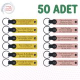 MiaWiki Kişiye Özel Yazılı Deri Anahtarlık 50'li Set, Tek Ebat, MH-KAN9136X50, Sarı & Yavru Ağzı, üniseks-yetişkin
